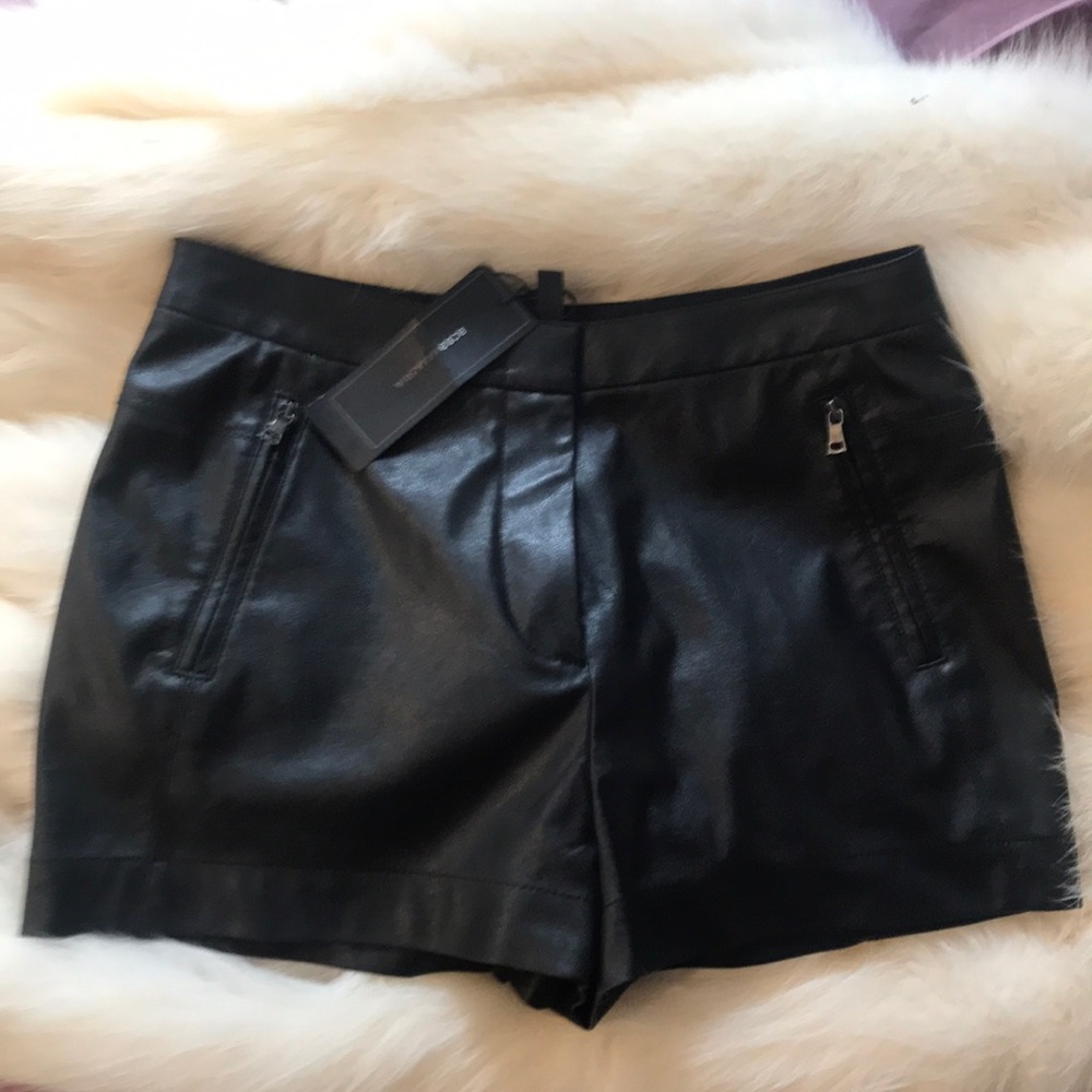BNWT BCBG vegan leather black shorts